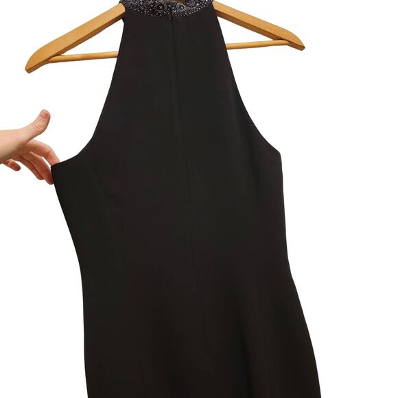 Beaded High Neck Sleeveless Black Dress - Picture 6 of 10